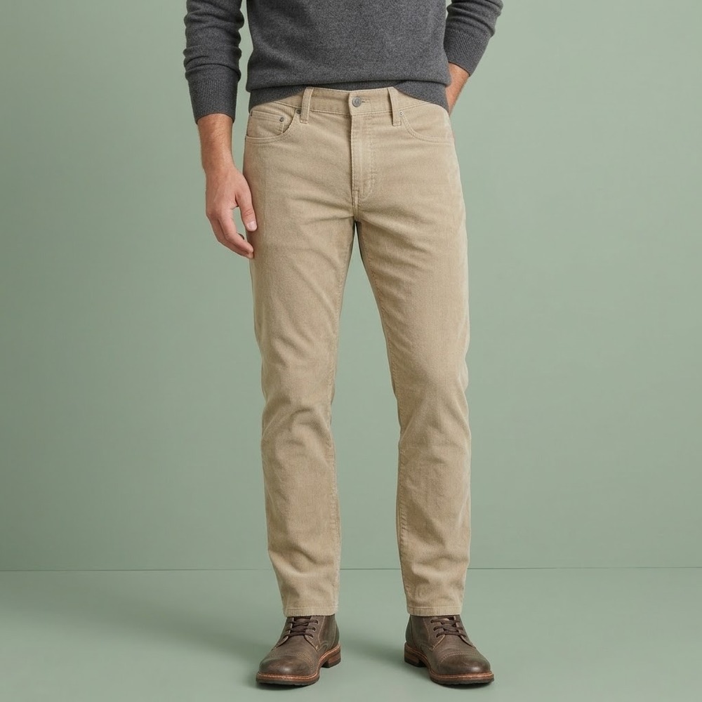 Bonobos Men's Corduroy Pants 33x28 Tan Slim Straight Casual